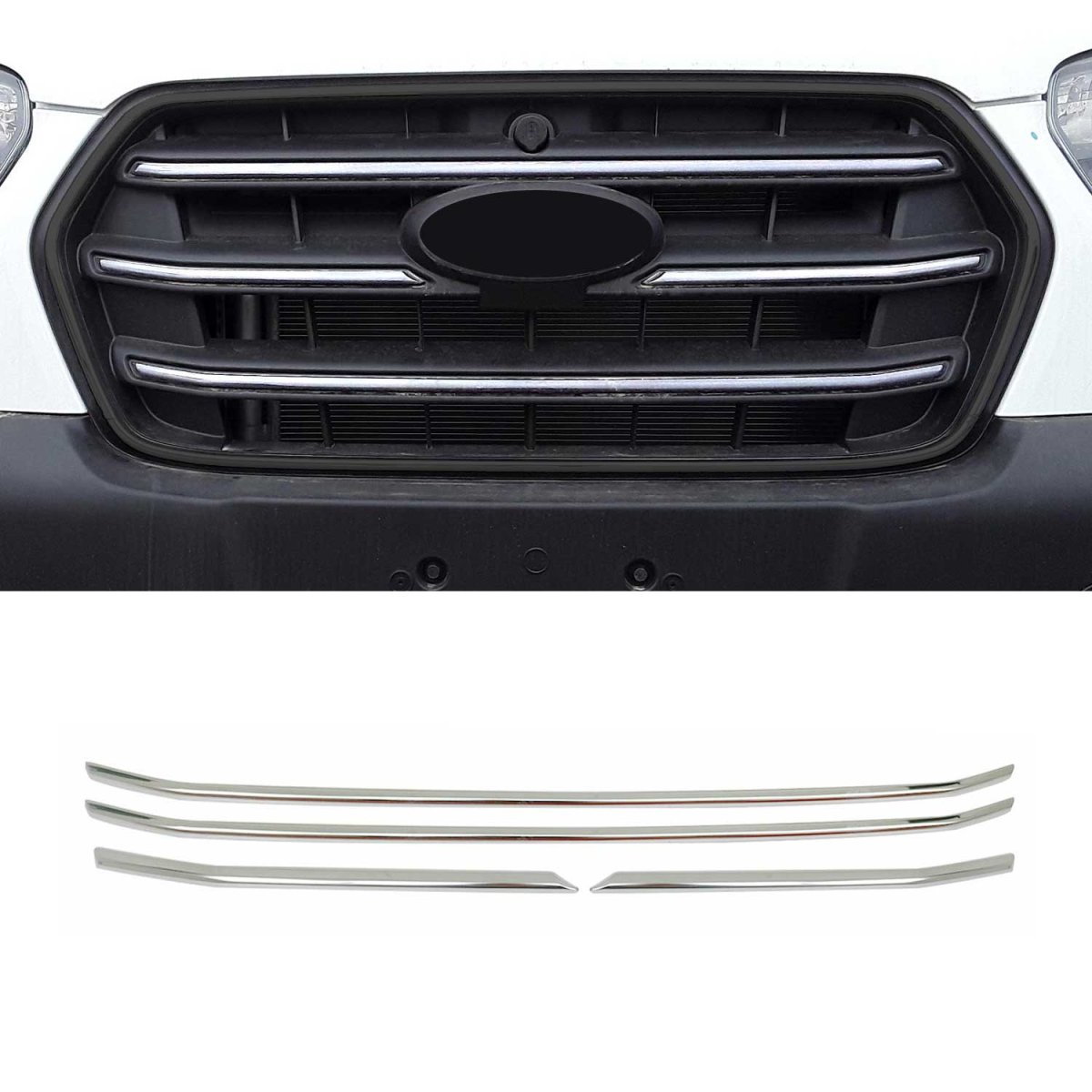 Ford Transit Front Grill - Omac - S.Steel - Gloss silver - 2021-2025
